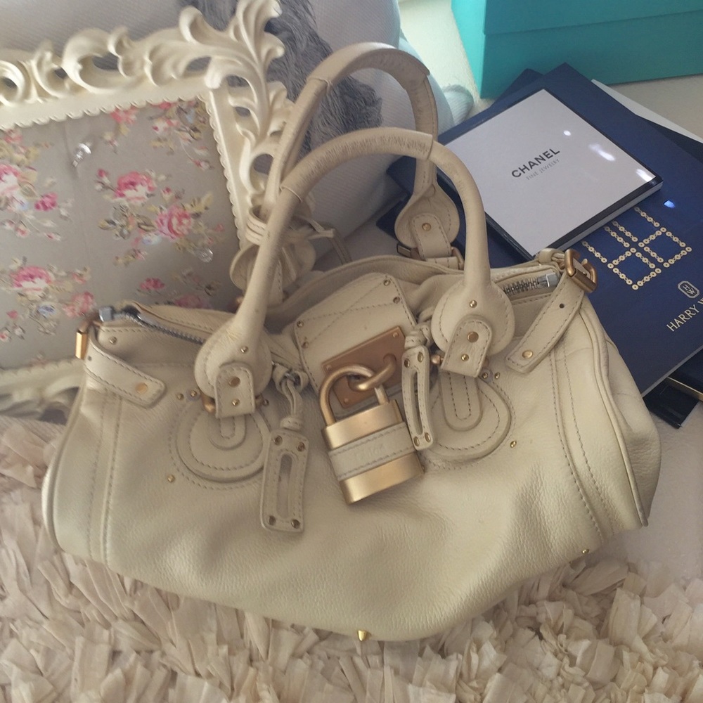 Chloe lamb skin soft lock beige bag